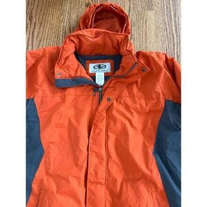 Athletic Works Mens Jacket  Coat Hooded  size XL Orange/Grey Full Zip Outdoor